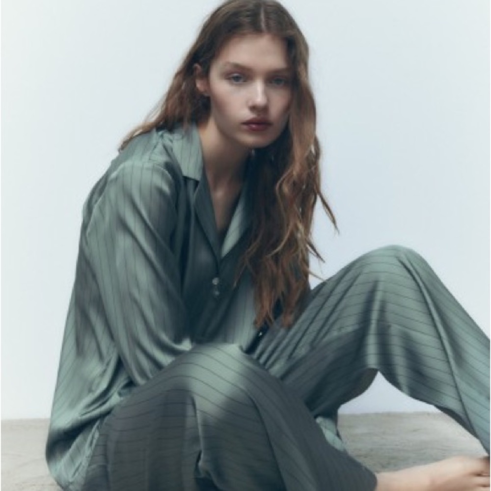 Zara striped satin shirt